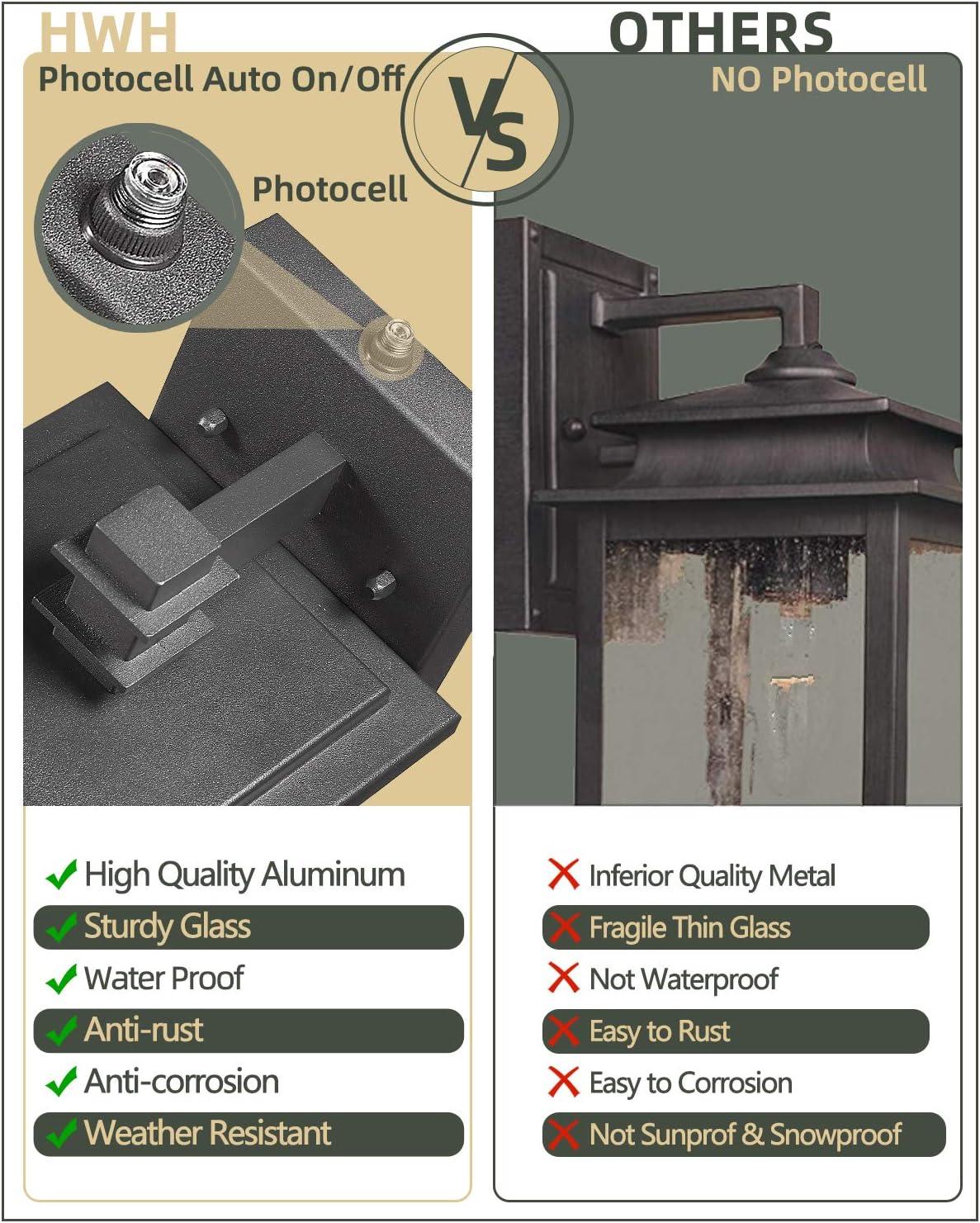 Black Modern Outdoor Wall Lanterns with Tempered Glass Shade, 9.76''