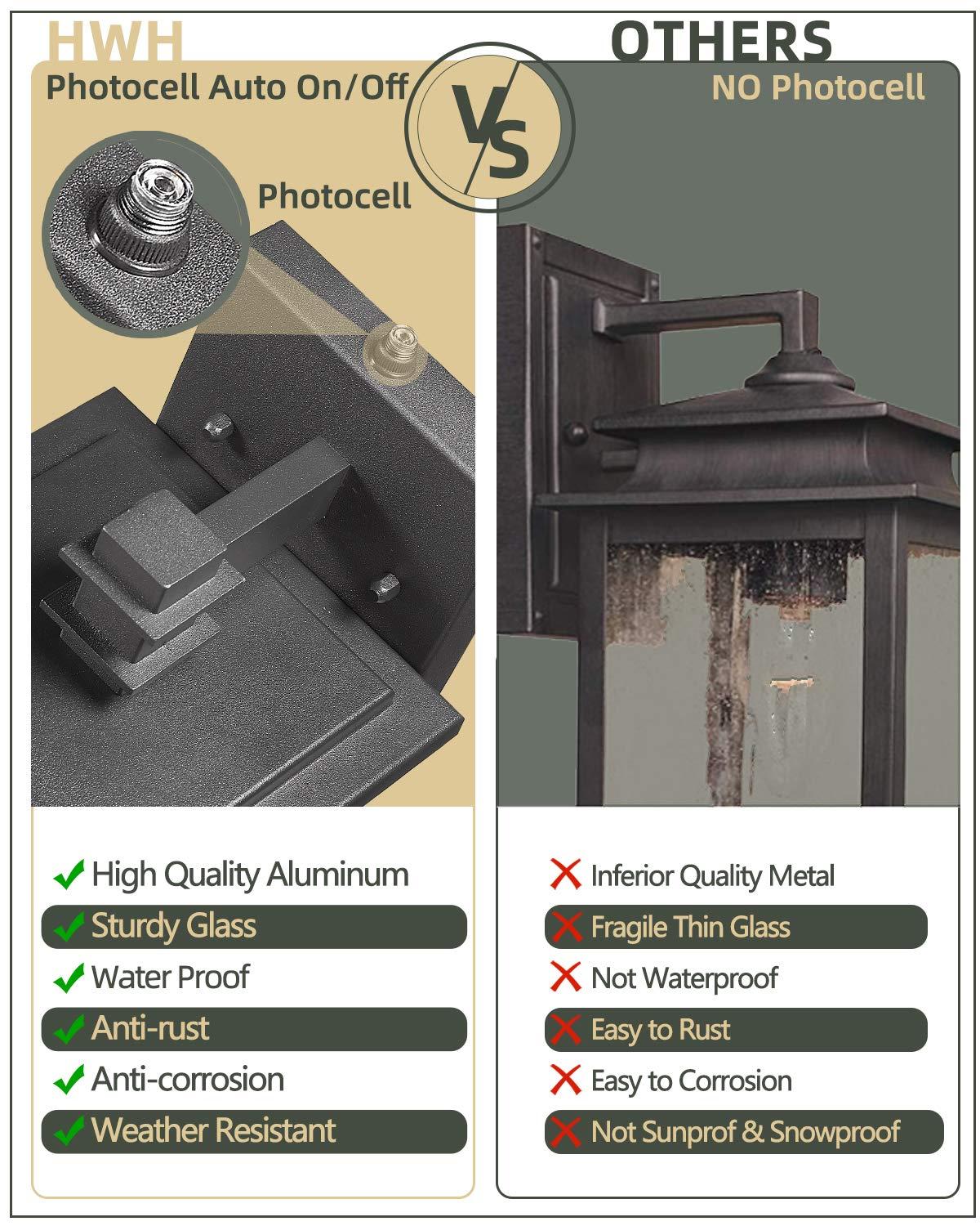 Black Modern Outdoor Wall Lanterns with Tempered Glass Shade, 9.76''