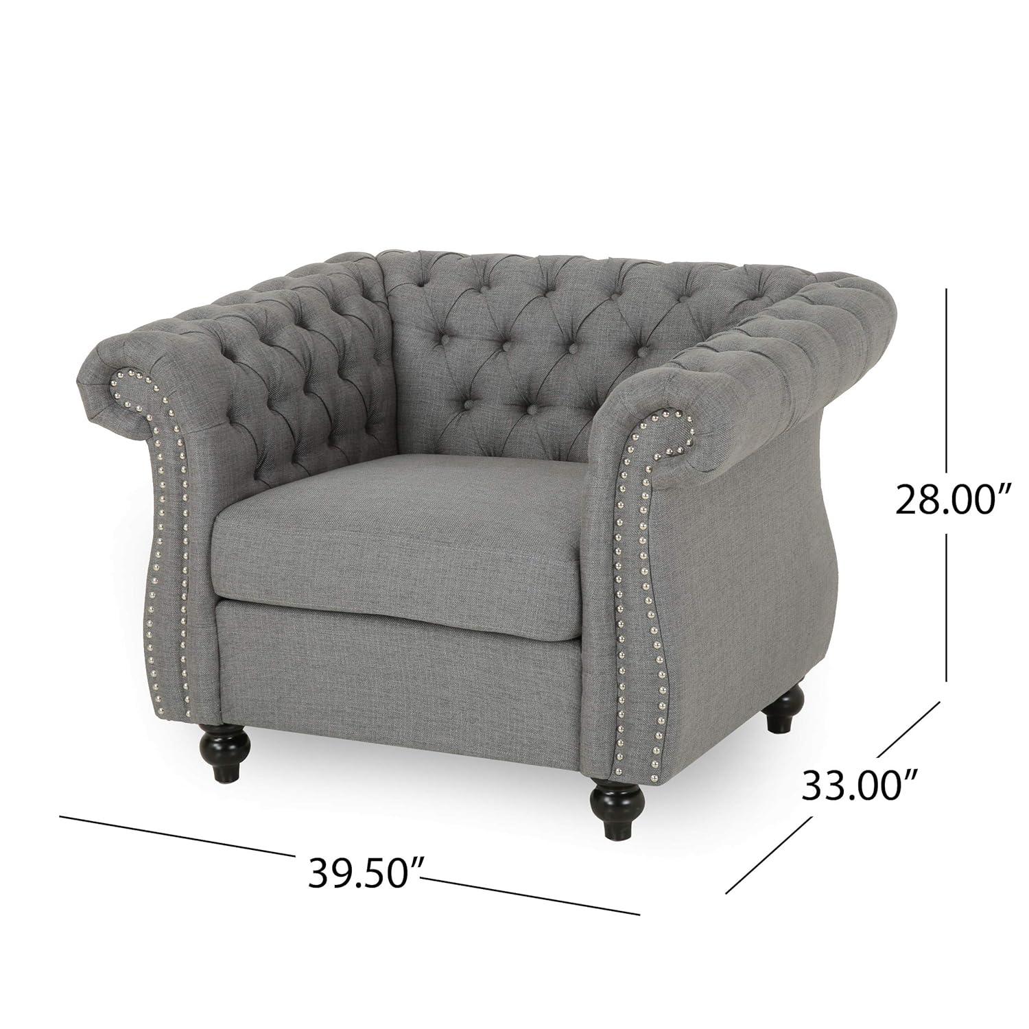 Westminster Chesterfield Club Chair Dark Gray - Christopher Knight Home: Elegant Upholstered Reading Seat