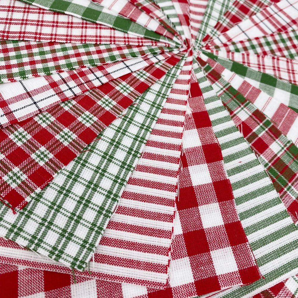 40+ Merry Christmas Red & Green Plaid Homespun 6"x6" Precut Quilt Squares Charm Pack by JCS Fabric