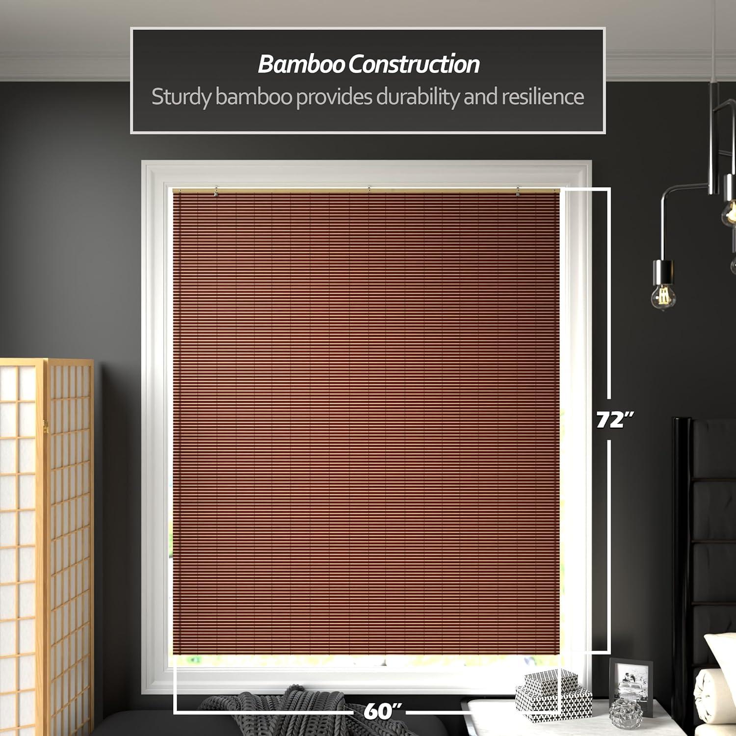 Bamboo Cordless Window Shade - Mahogany 60" W