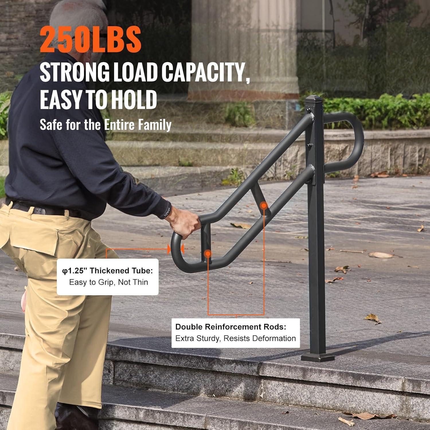 VEVOR VEVOR Single Post Handrail for Outdoor 1-3 Step 40.5" Stair Handrail Floor Mount