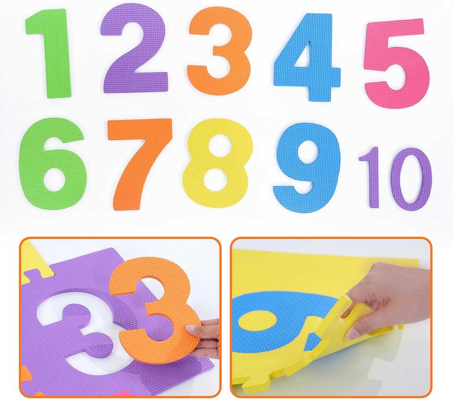 Hopscotch Playmat Foam Interlocking Puzzle Floor Mat - 10 Large Number Tiles (12" by 12" Square Blocks)