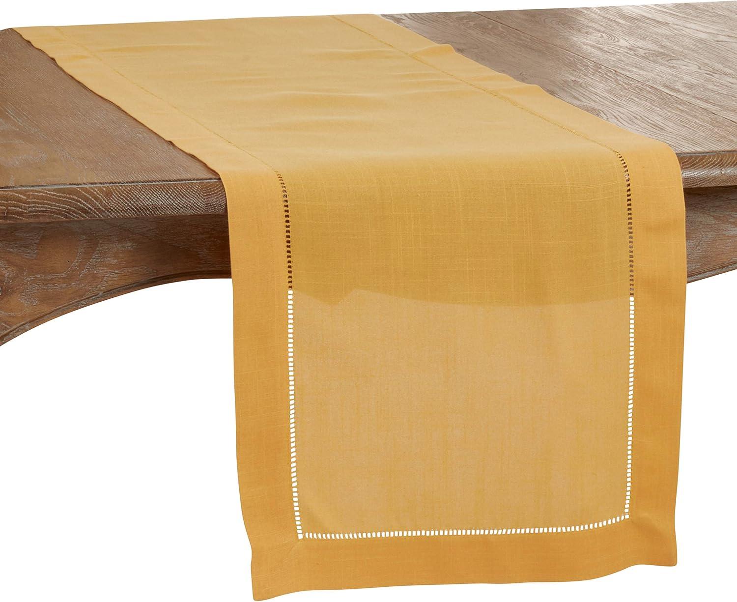 Mustard Polyester Hemstitch Table Runner 16"x90"