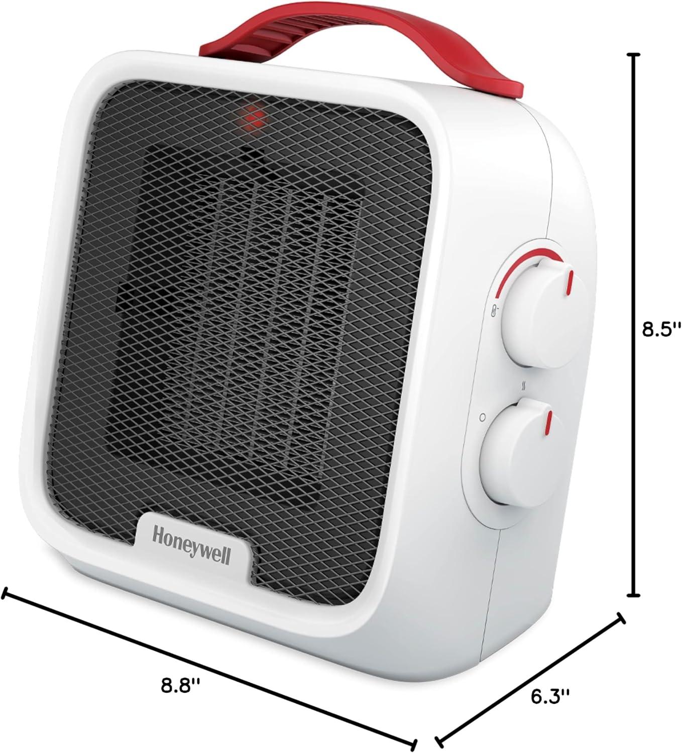 Honeywell UberHeat 5 Ceramic Heater White: Portable Electric Indoor Heater, Adjustable Thermostat, 1500W, ETL Listed