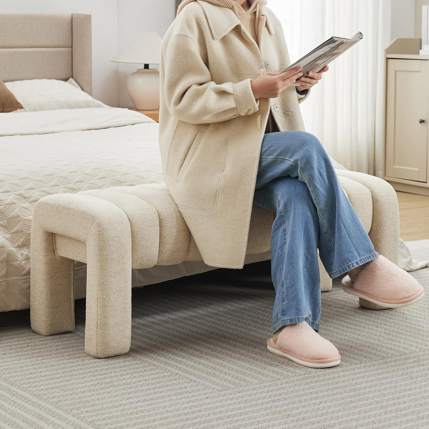 Oyan 43"or 63"W Channel Tufted Upholstered Bedroom Bench