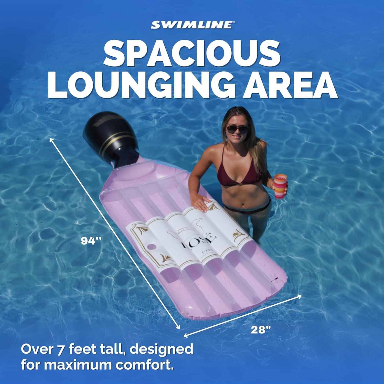 Swim Central 94" Pink Rose Bottle Inflatable Swimming Pool Lounge Float