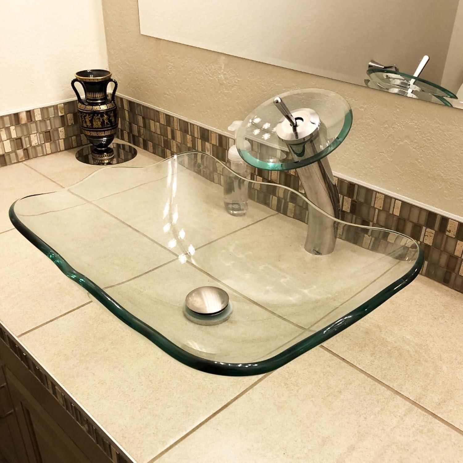 Novatto  Elegante Glass Vessel Bathroom Sink