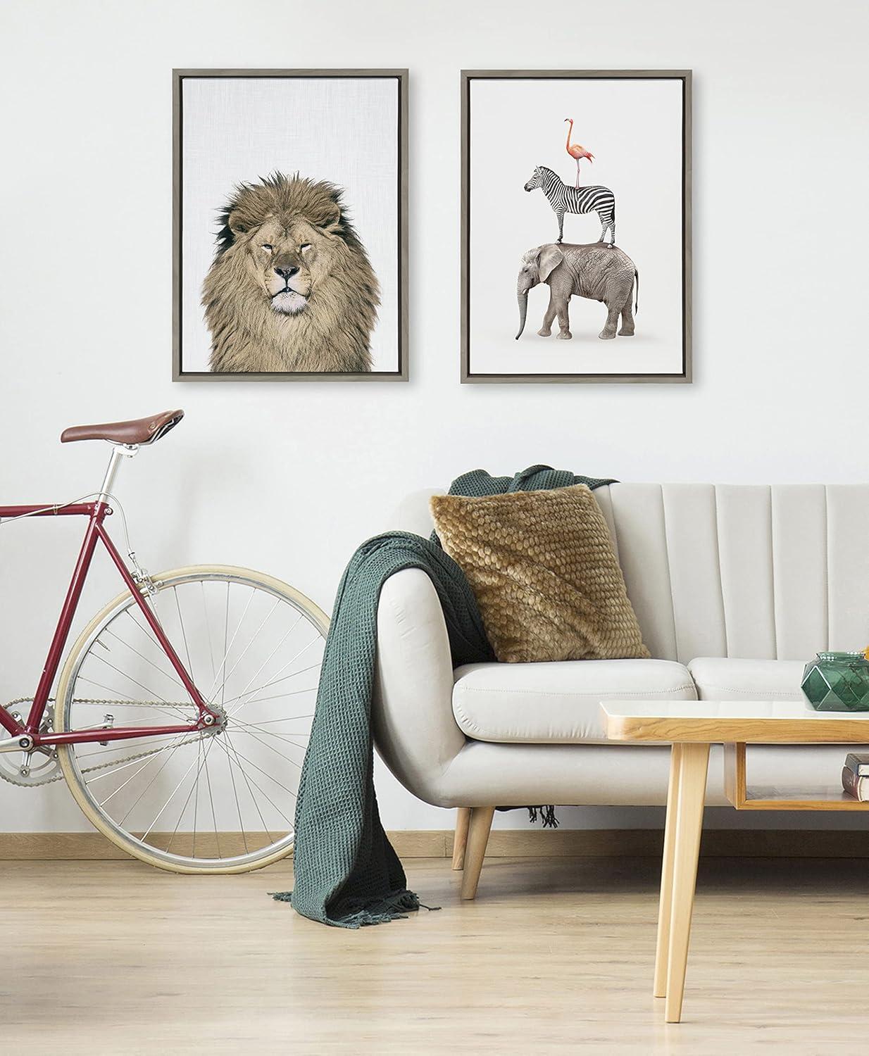 Lion Color Print on Canvas with Polystyrene Frame