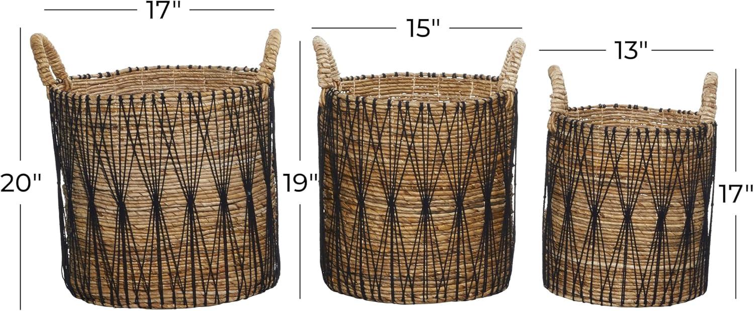 Banana Leaf Handmade String Detail Decorative and Functional Storage Basket with Handles