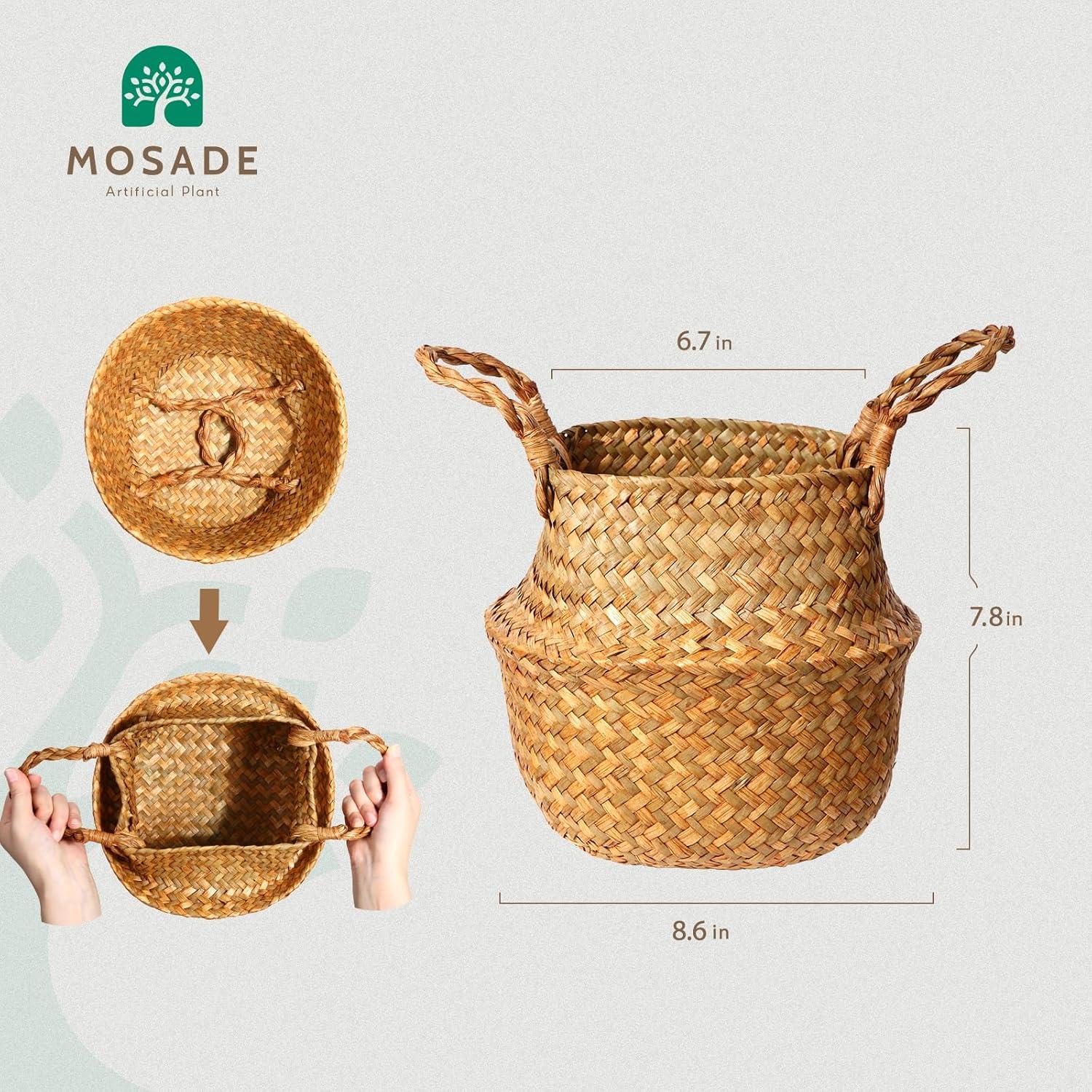 5ft Tall Silk Tropical Palm Tree with Woven Seagrass Basket