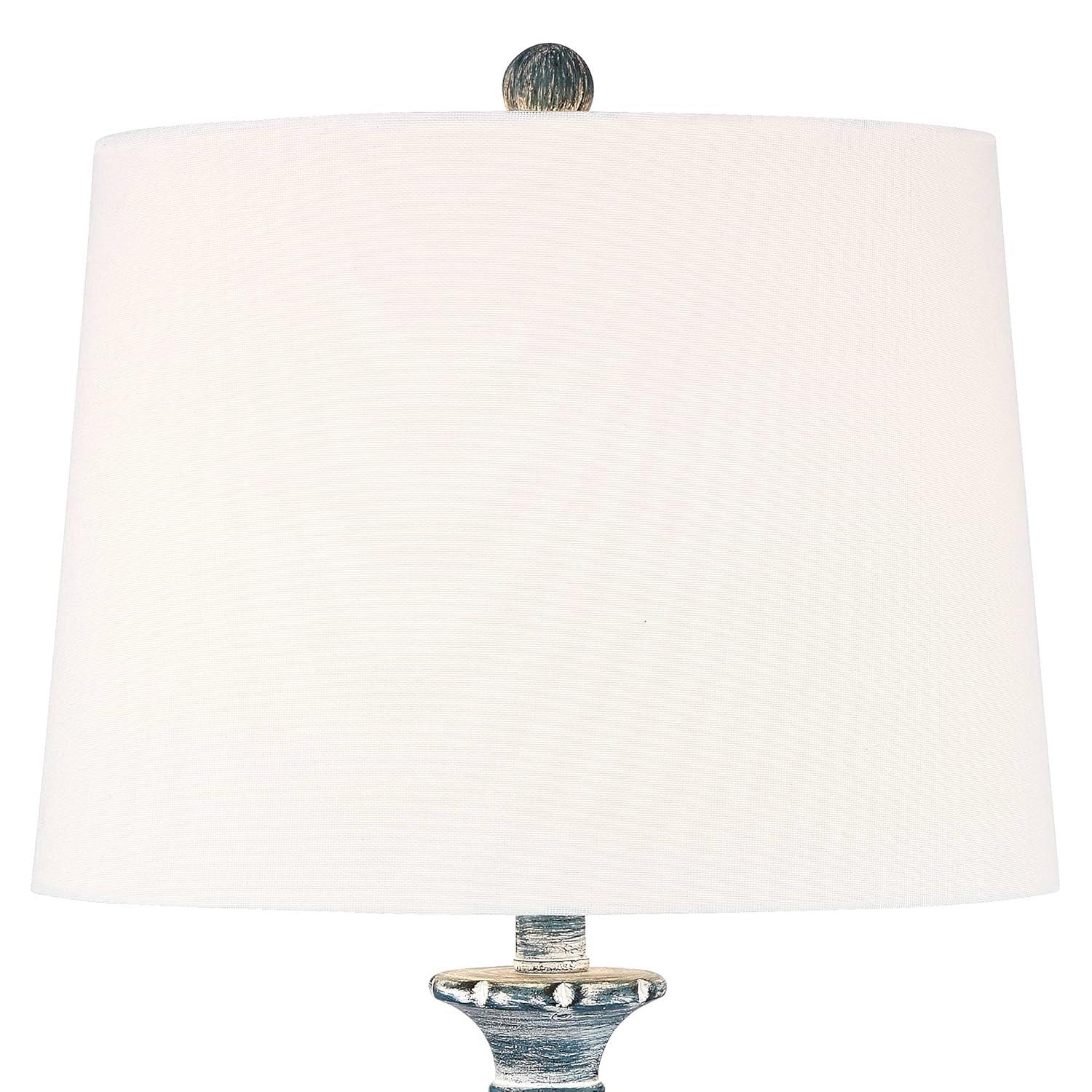 Regency Hill Tanya Traditional Table Lamps 26 1/2" High Set of 2 Blue Washed Tapered Drum Shade for Bedroom Living Room Bedside Nightstand Office Kids