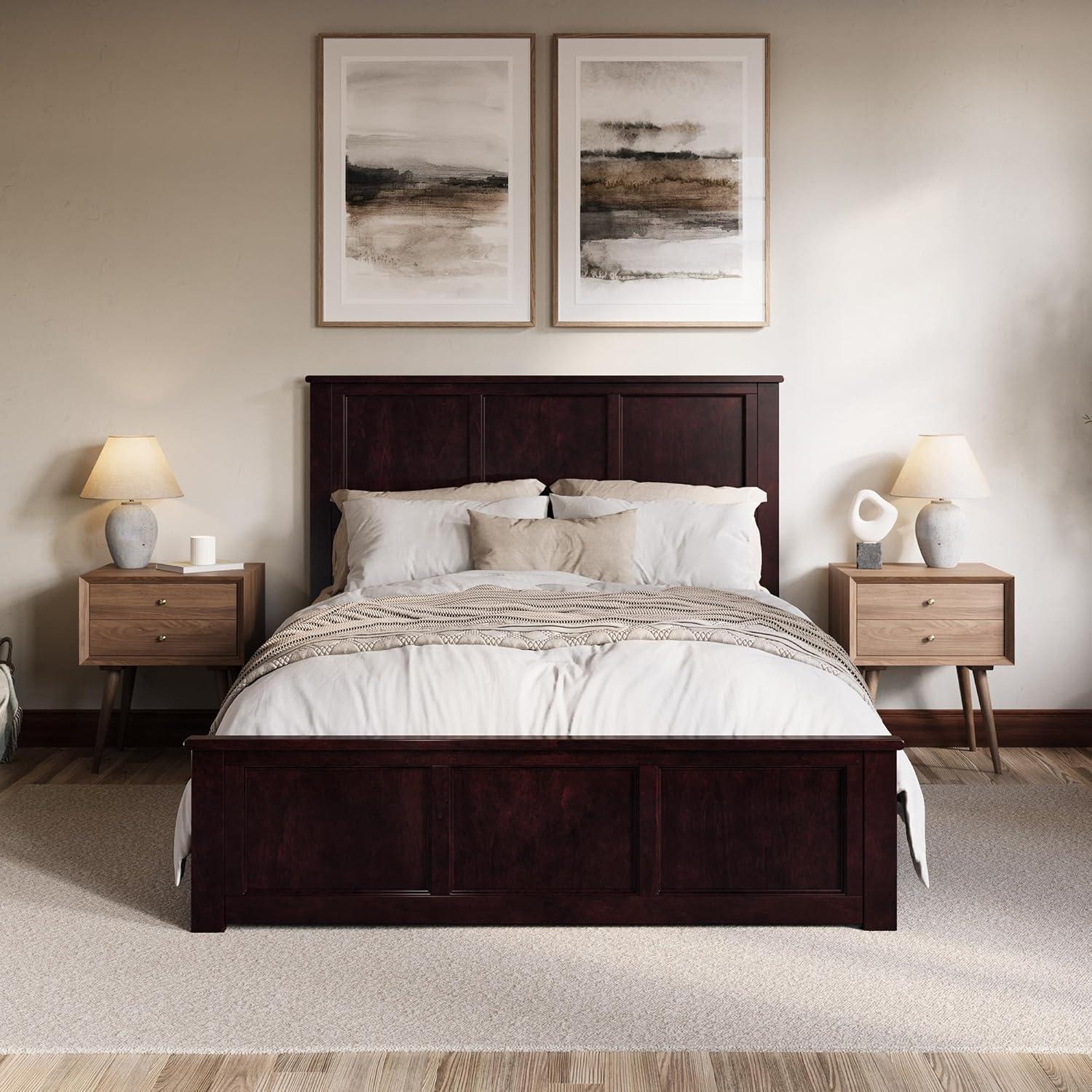 AFI Charlotte Queen Solid Wood Low Profile Platform Bed with Matching Footboard, Espresso