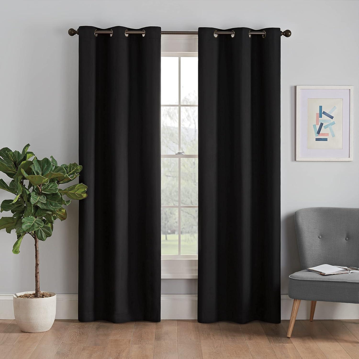 Eclipse Microfiber Blackout Grommet Curtains, Solid Thermaback Window Curtains