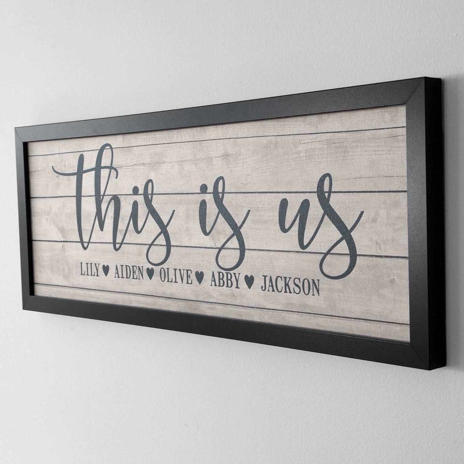 Let's Make Memories Personalized This Is Us Canvas with Frame - Framed Family Canvas - Customized Wall Art - Home Decor - 9”H x 27”W