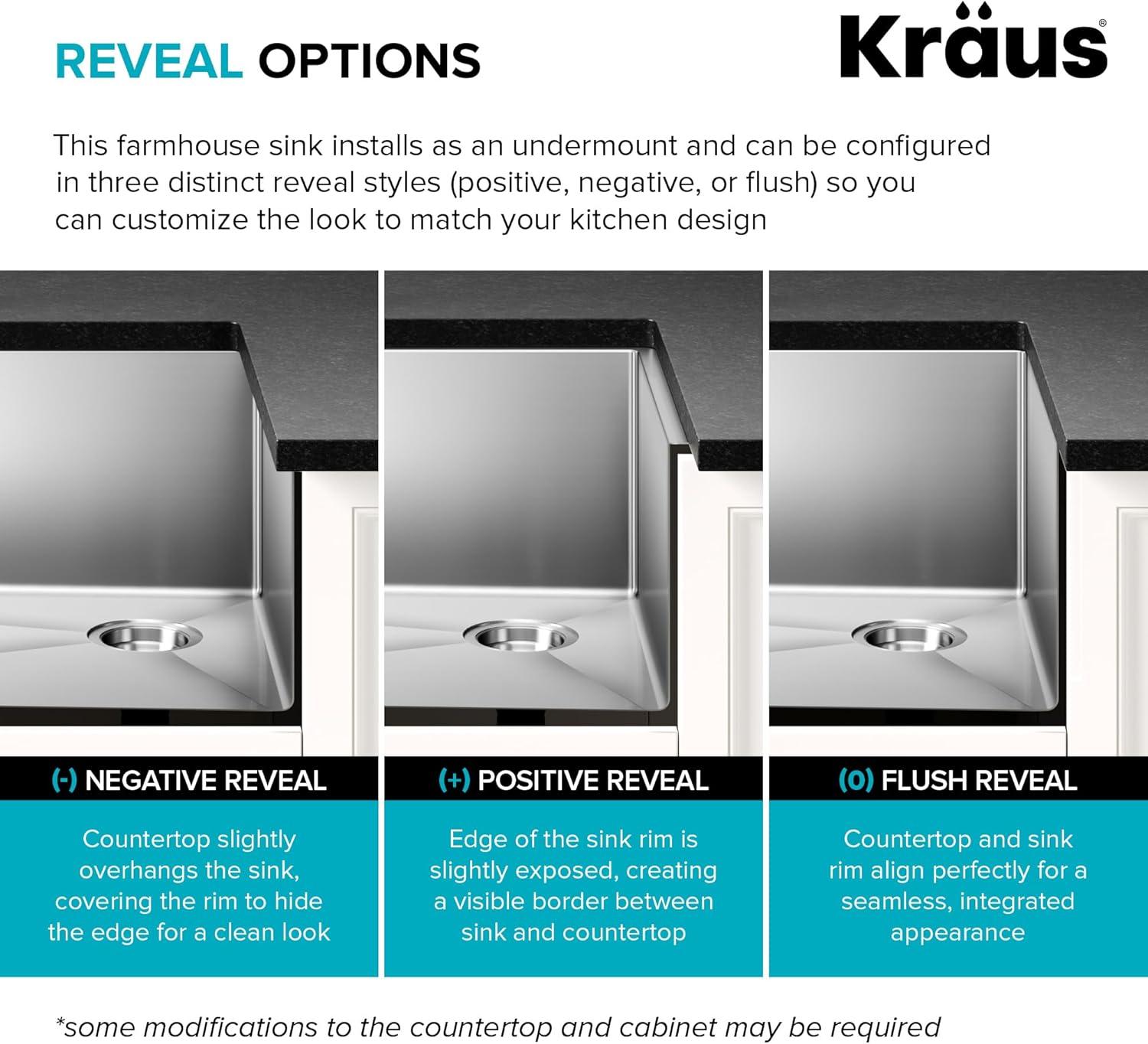 KRAUS Standart Pro Apron Front Farmhouse 16 Gauge Single Bowl Stainless Steel Kitchen Sink