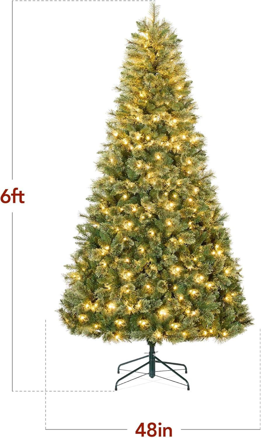 Best Choice Products Pre-Lit Cashmere Christmas Tree Holiday Decor w/ Cordless Connection, 2-in-1 LED Lights