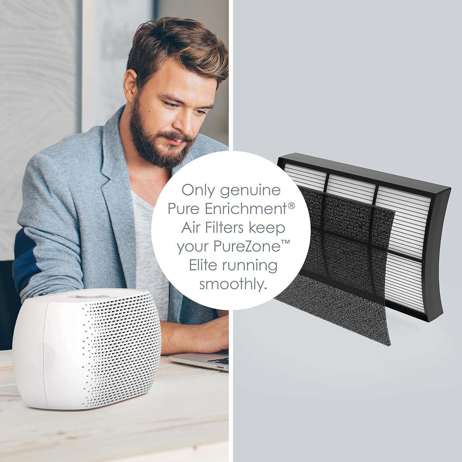 Pure Enrichment Pure Zone 2-in-1 True HEPA Air Filter: Captures Dust, Smoke, Pet Dander, Mold, Odors, Pollen, 5.75" Height