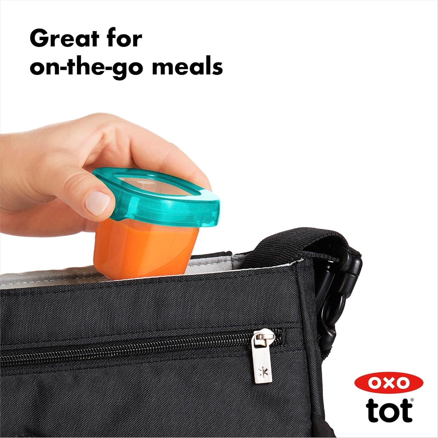 OXO Tot Baby Blocks Food Storage Containers, 6 oz, Teal, 4-pack, for Infants Ages 0-12 Months