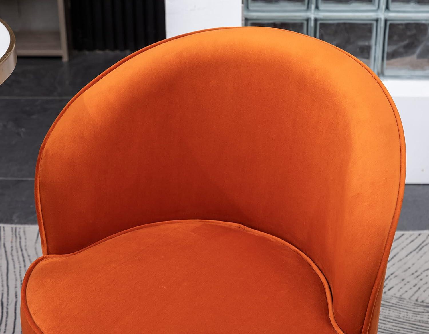 Wania Contemporary Velvet Swivel Chair in Orange