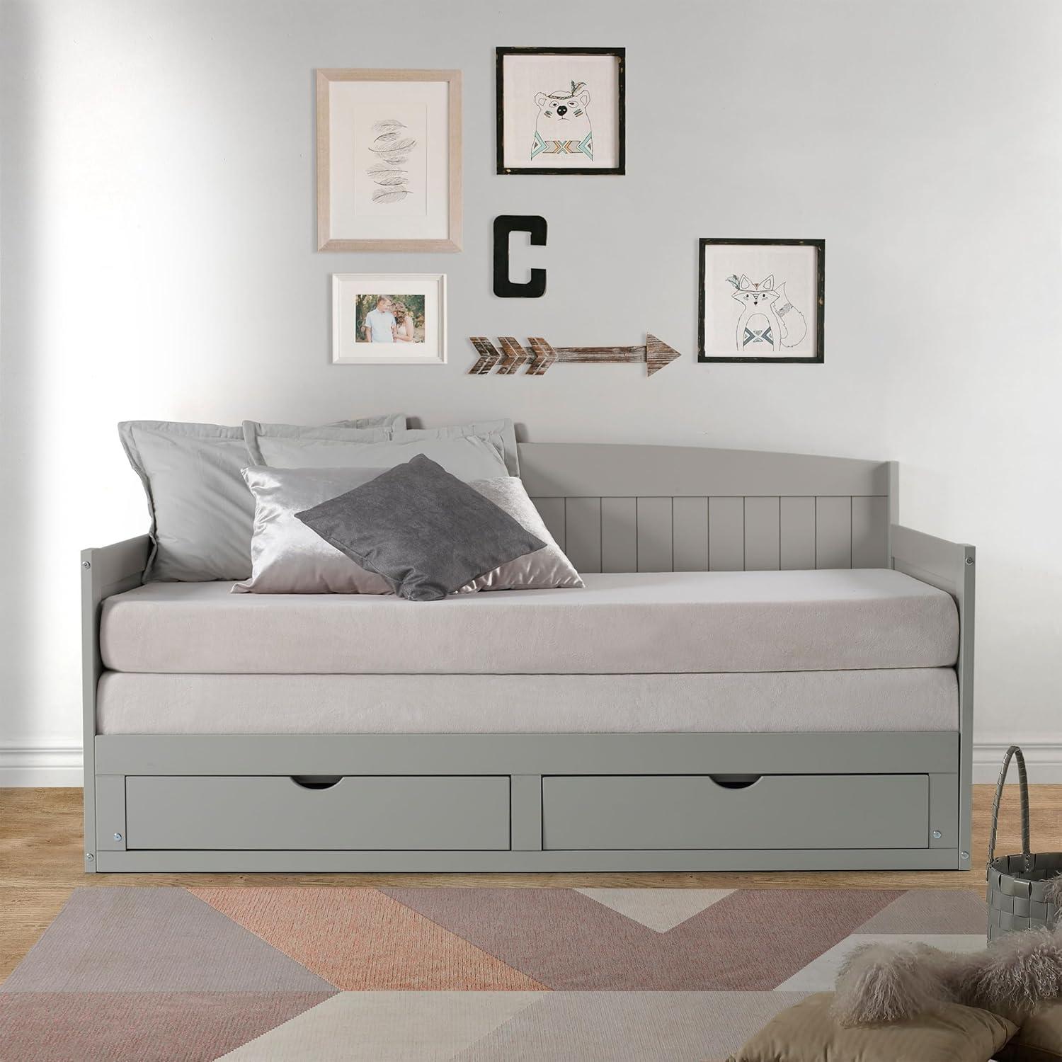Alaterre Furniture King Harmony Kids' Daybed with Conversion Dove Gray