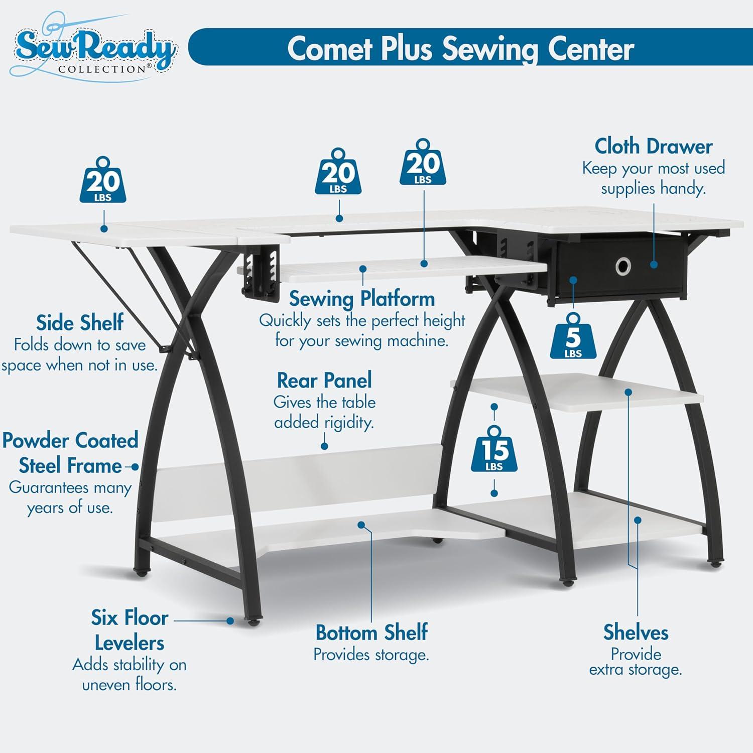 Sew Ready 47.25'' x 23.5'' Sewing Table with Sewing Machine Platform