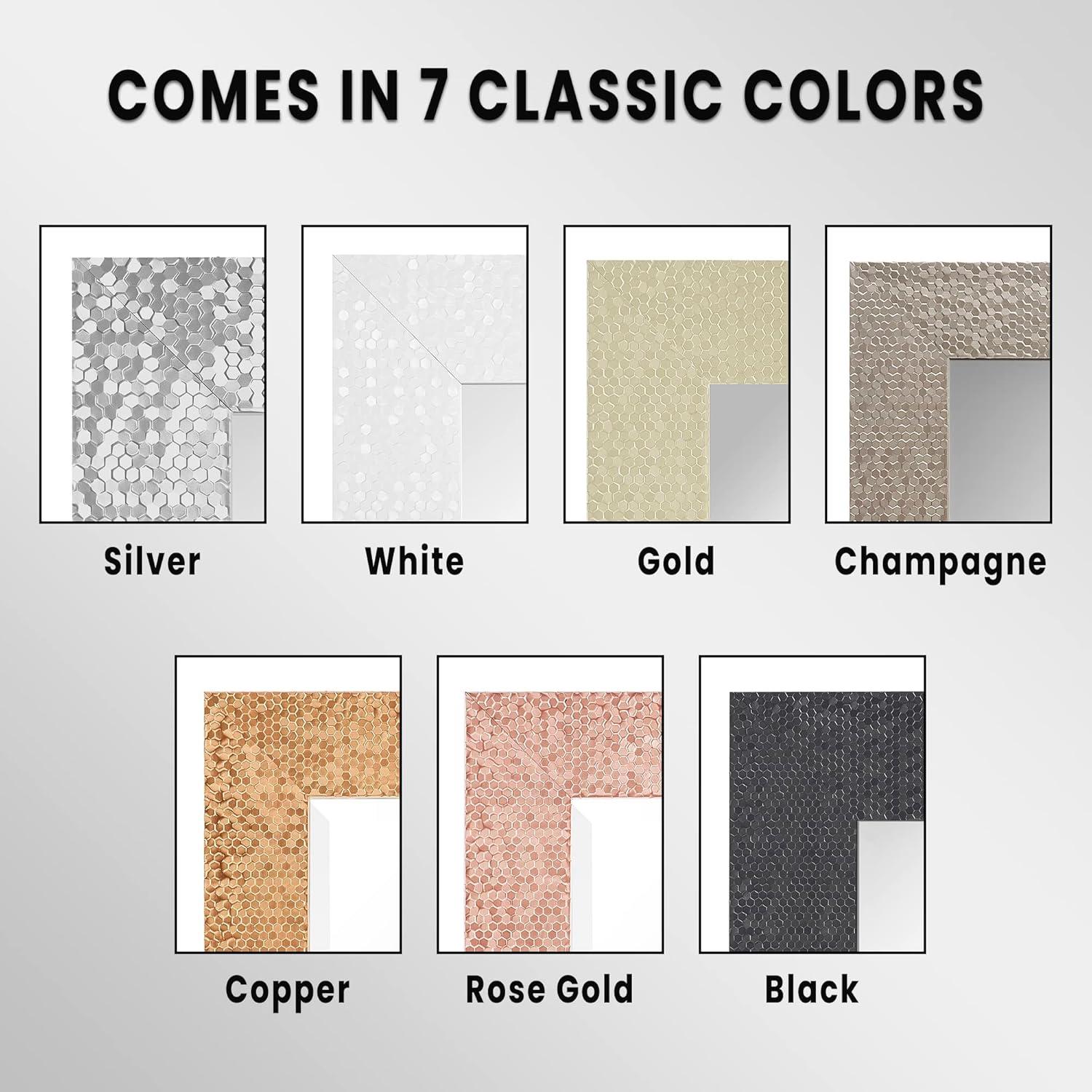 Floor Mirror, Full length Mirror, Mosaic Style Full Body Mirror for Home, Wall Mirror with Faux Wood Frame, 66"LX32"W Large Mirror for Bedroom by Naomi home - Champagne