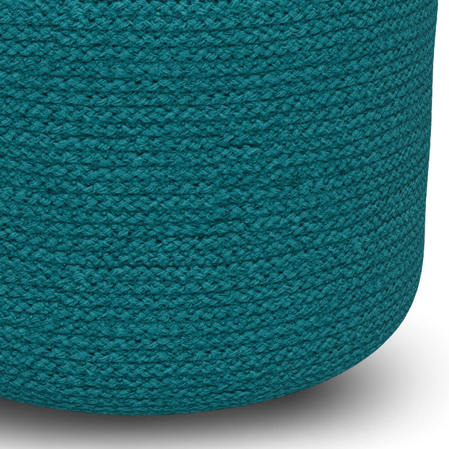 Simpli Home Serena 18"W Handcrafted Jute and Cotton Round Braided Pouf