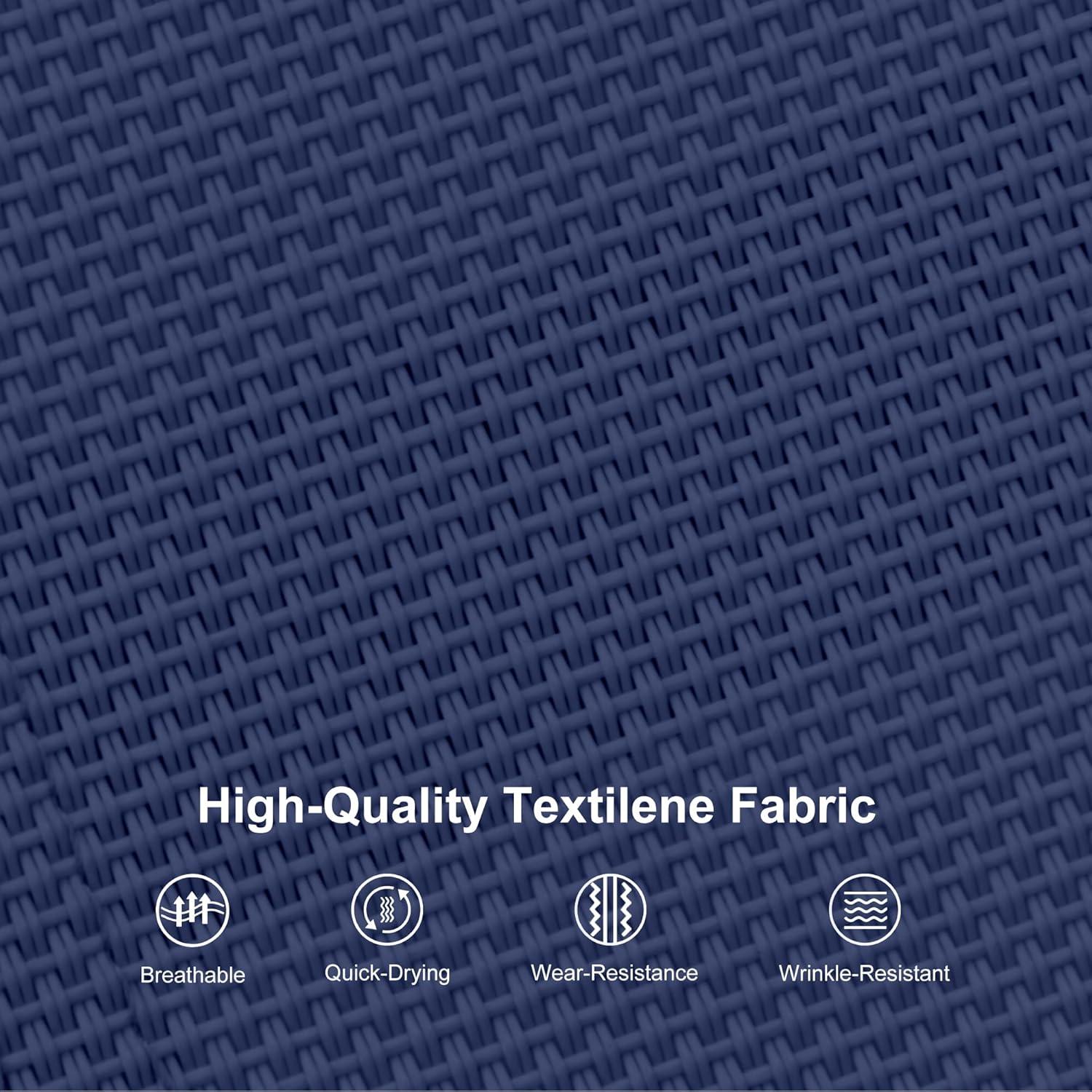 PURPLE LEAF Patio Chaise Lounge Set Outdoor Beach Pool Sunbathing Lawn Lounger Recliner Outside Tanning Chairs with Arm for All Weather Side Table Included Navy Blue