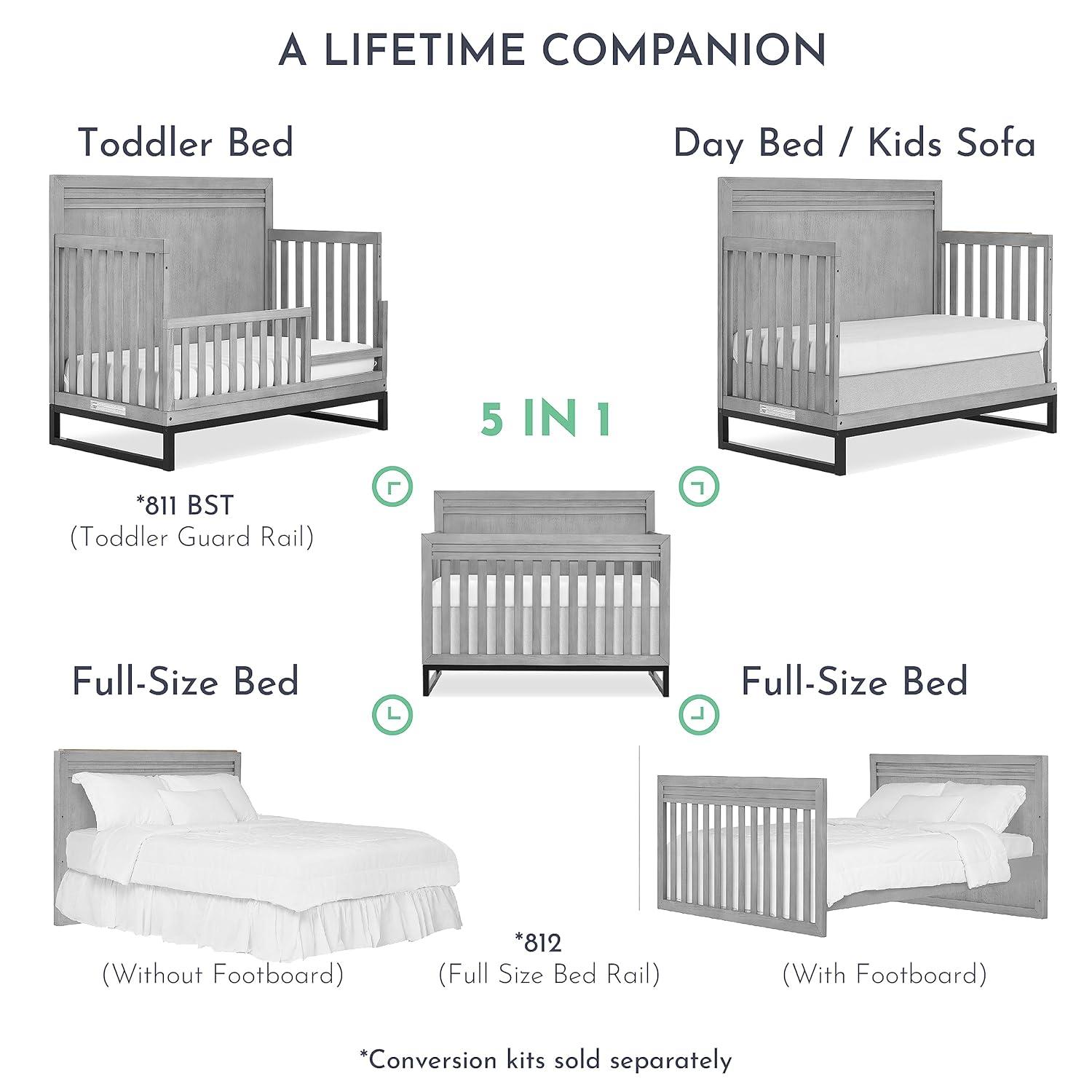 Imperial Grey Hardwood Convertible Crib for Newborns and Toddlers