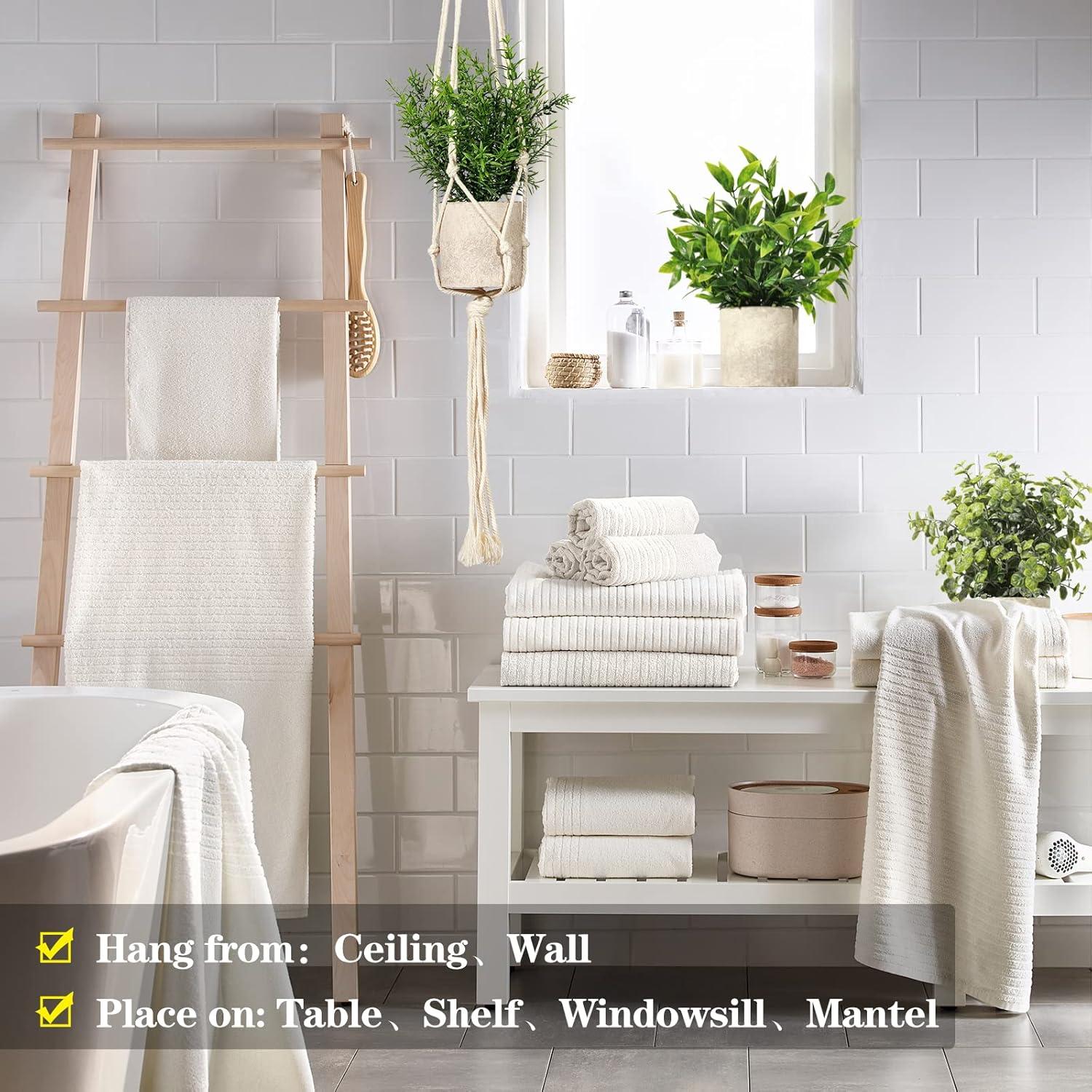 Artificial Plants 3 Pack Mini Fake Hanging with Macrame Plant Hangers Decorative Faux Greenery Decor for Shelves Wall Kitchen Farmhouse Bathroom Home Office