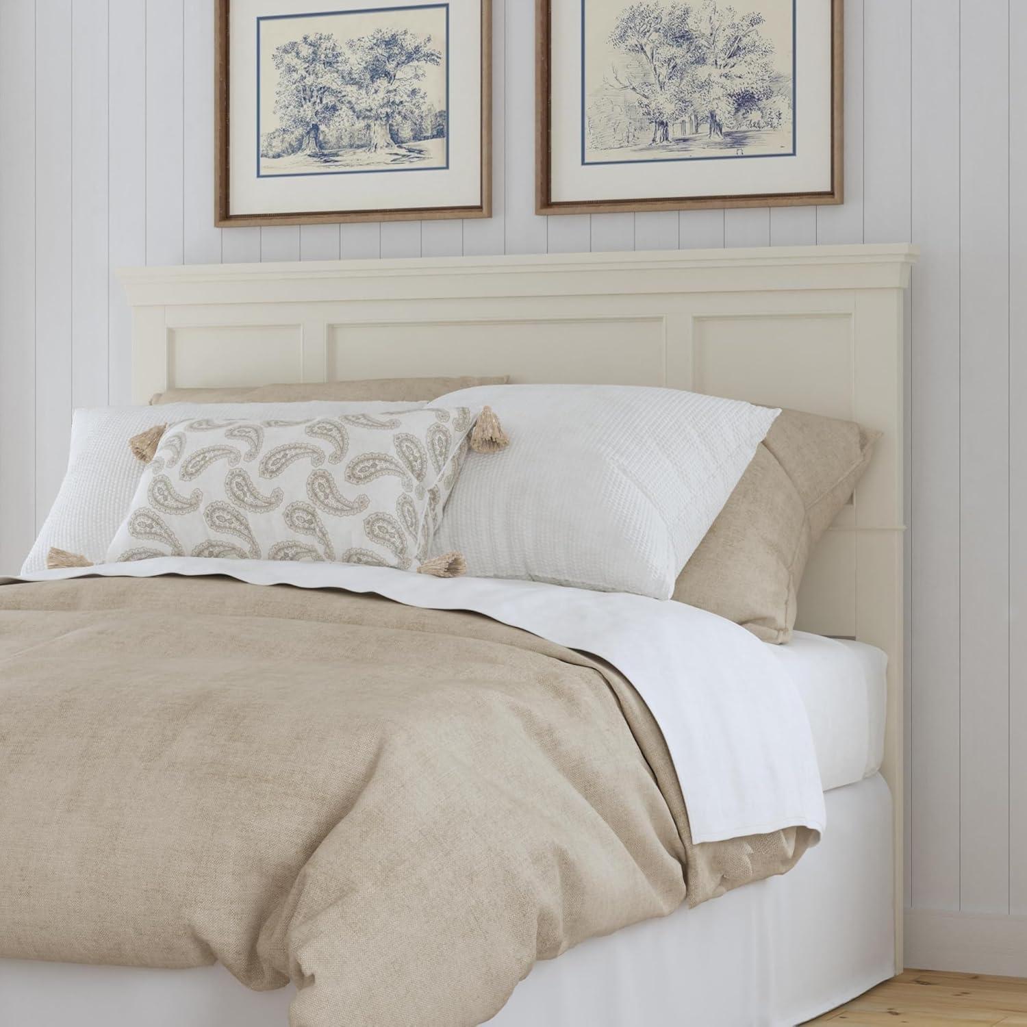 Homestyles Naples Traditional Wood Queen Headboard in Off White