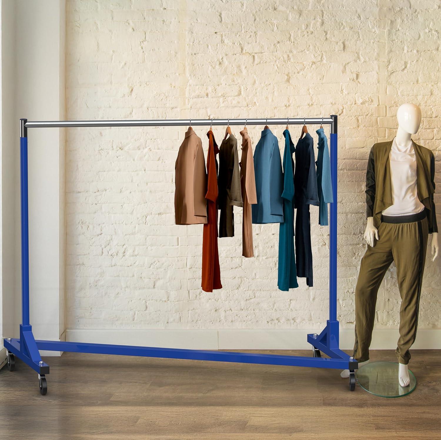 Simple Houseware Commercial Grade Z-Base Heavy Duty Clothing Rack, 400 lb Load, Blue