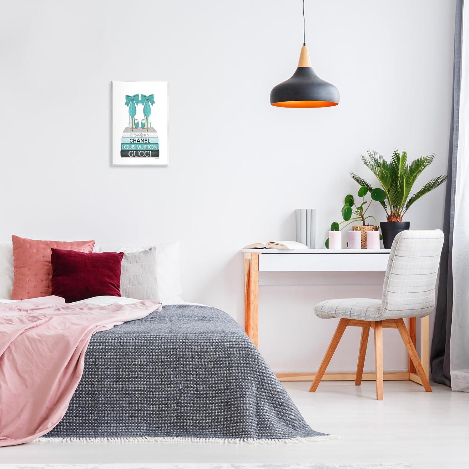 Stupell Industries Turquoise Bow Heels on Books Women's Fashion Designed by Amanda Greenwood