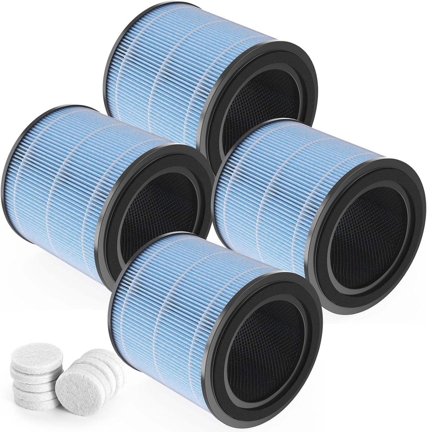 High-Efficiency Blue Air Purifier Replacement Filters, 4-Pack