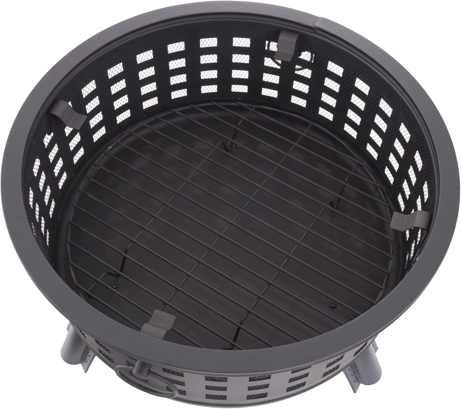 Pure Garden 26in Round Lattice Outdoor Fire Pit - Wood Burning Firepit