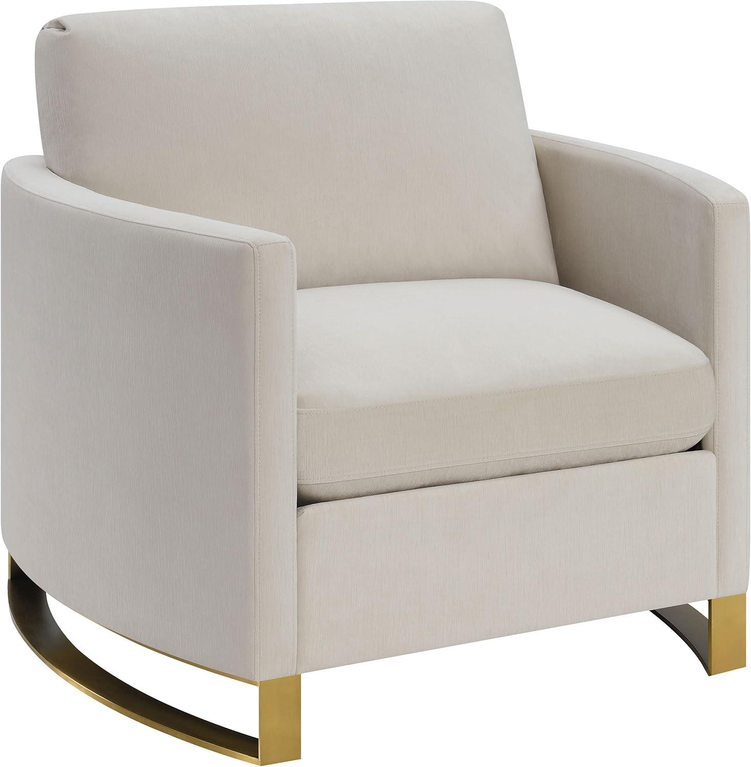 Coaster Contemporary Chenille Upholstered Arched Arms Chair in Beige