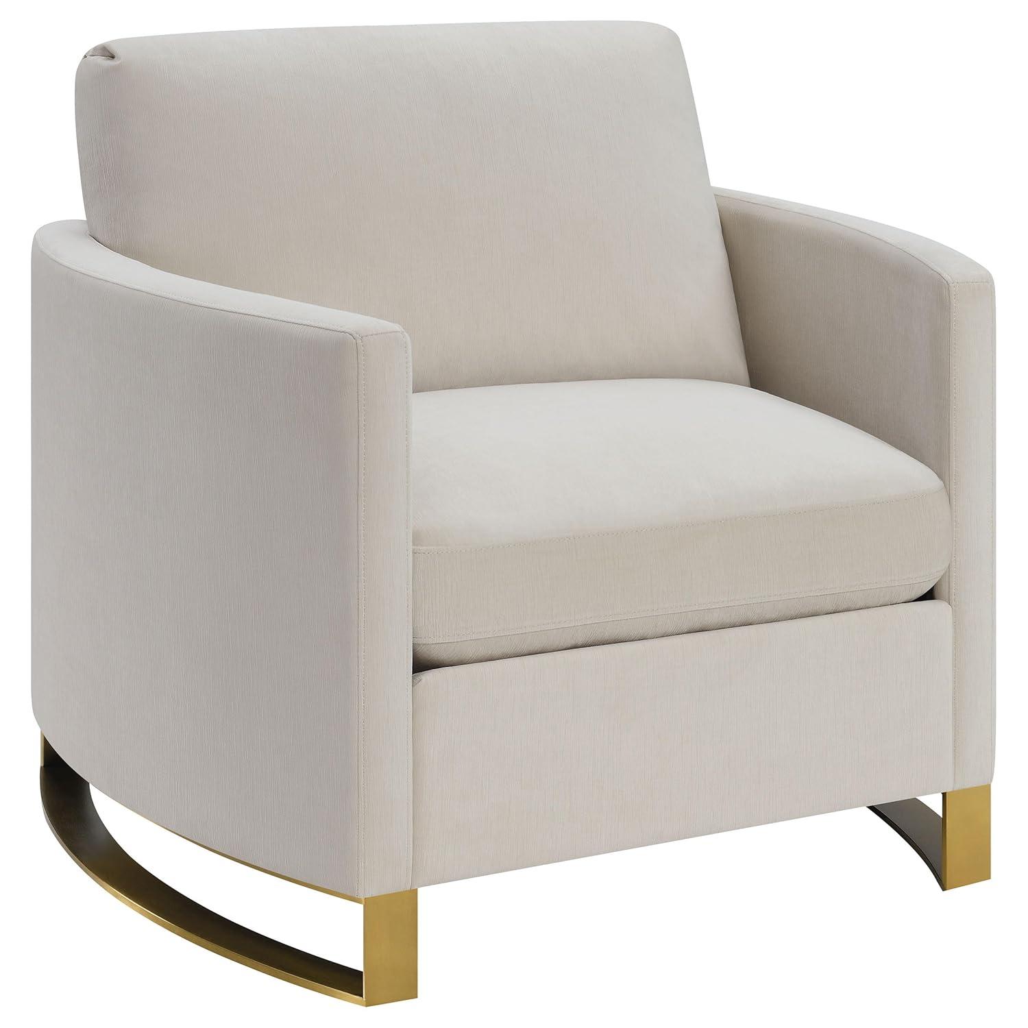 Coaster Contemporary Chenille Upholstered Arched Arms Chair in Beige