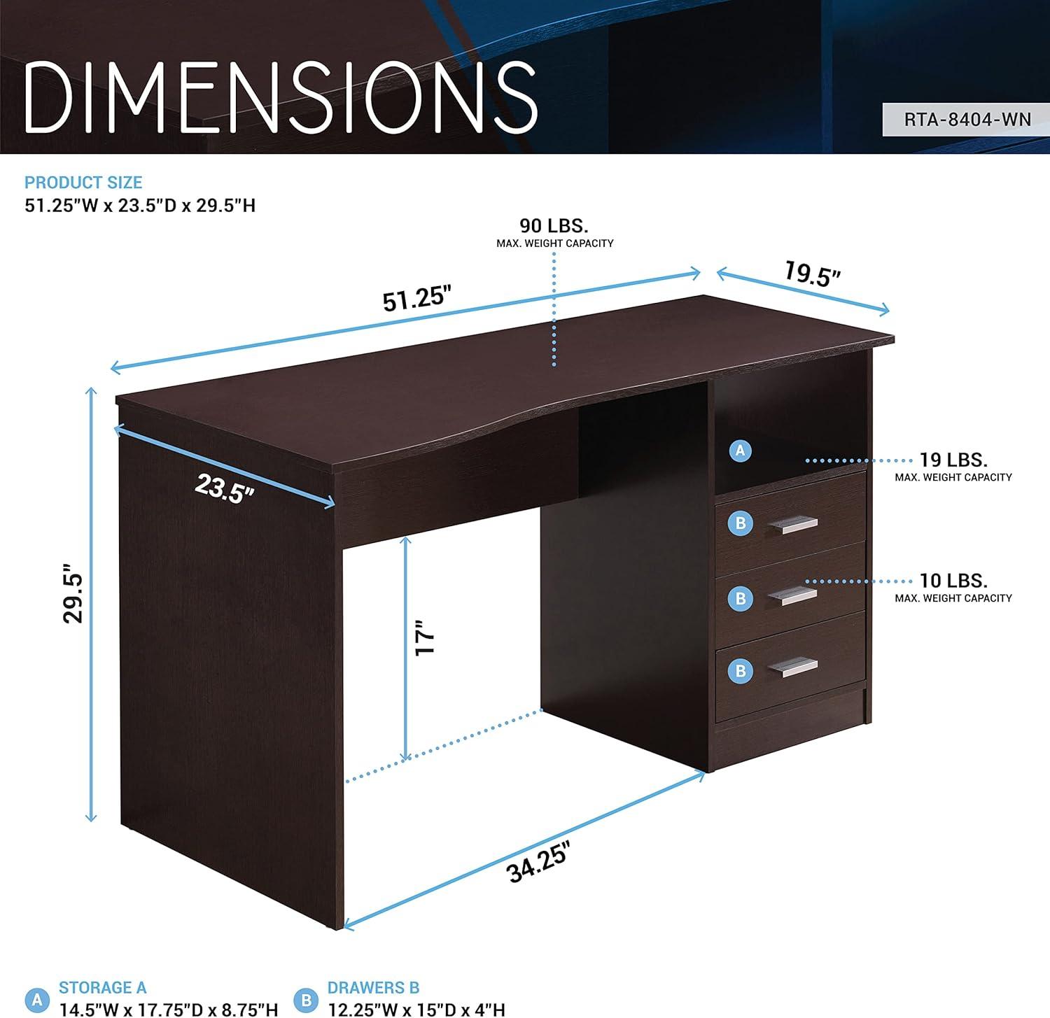 Classic Computer Desk with Multiple Drawers - Techni Mobili