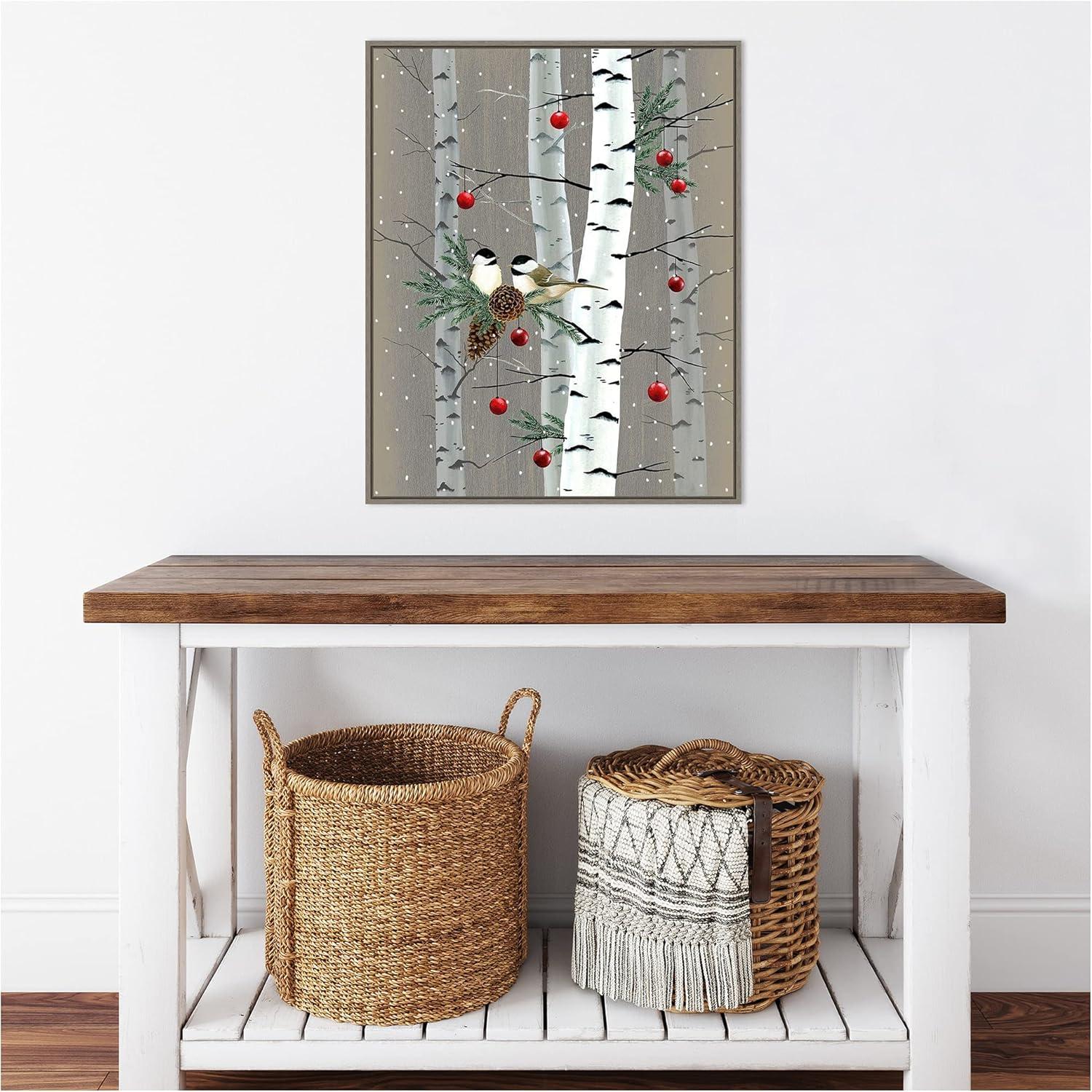 Grace Popp Birch Birds II Framed Canvas Wall Art in Greywash