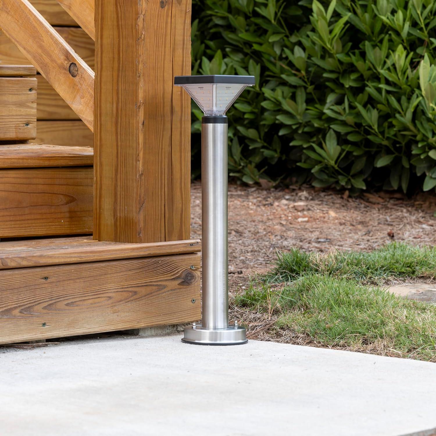 Luxor Stainless Steel Bollard Landscape Pathway Solar Warm White LED Light