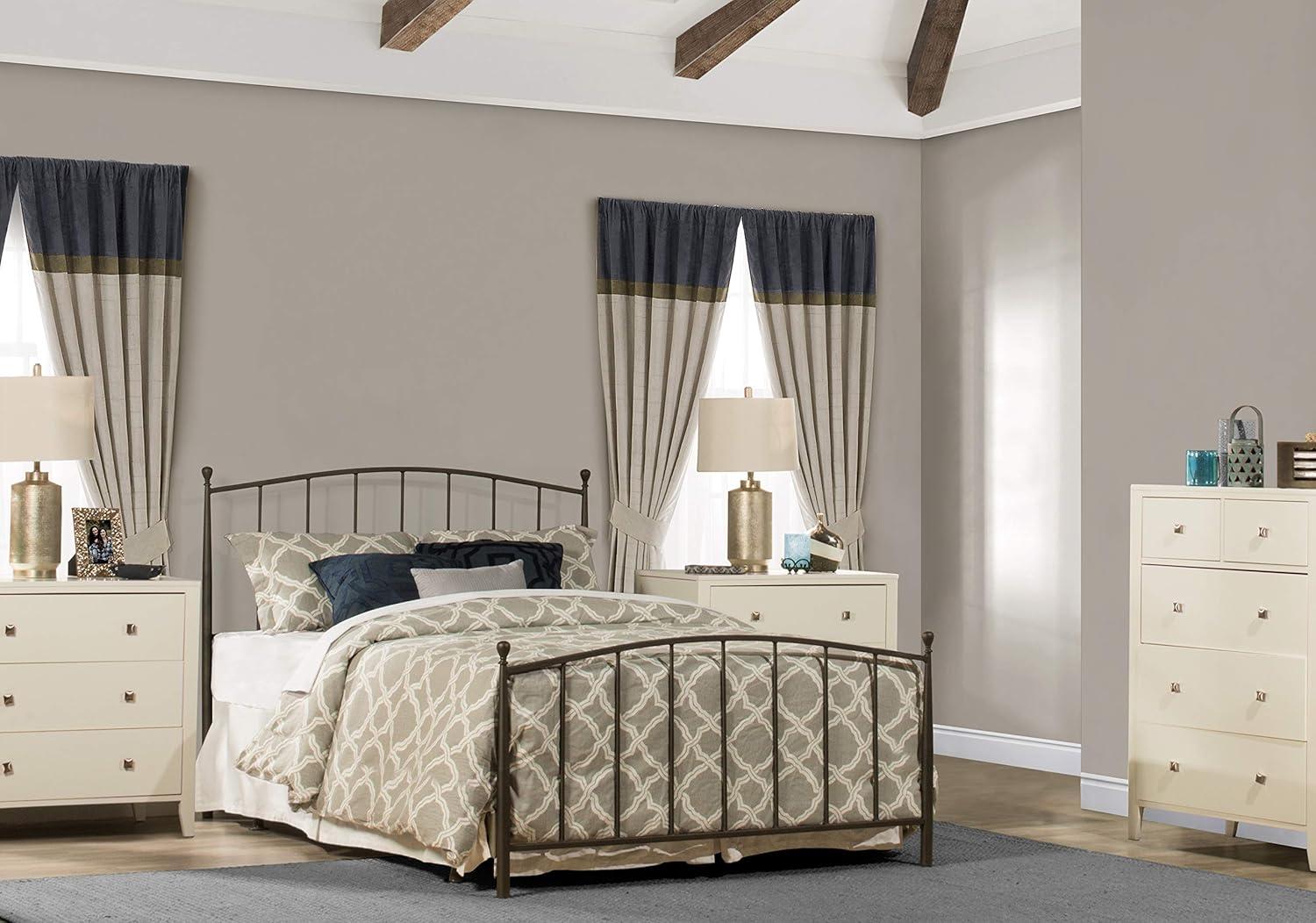 Gray Bronze Upholstered Queen Metal Frame Bed with Headboard