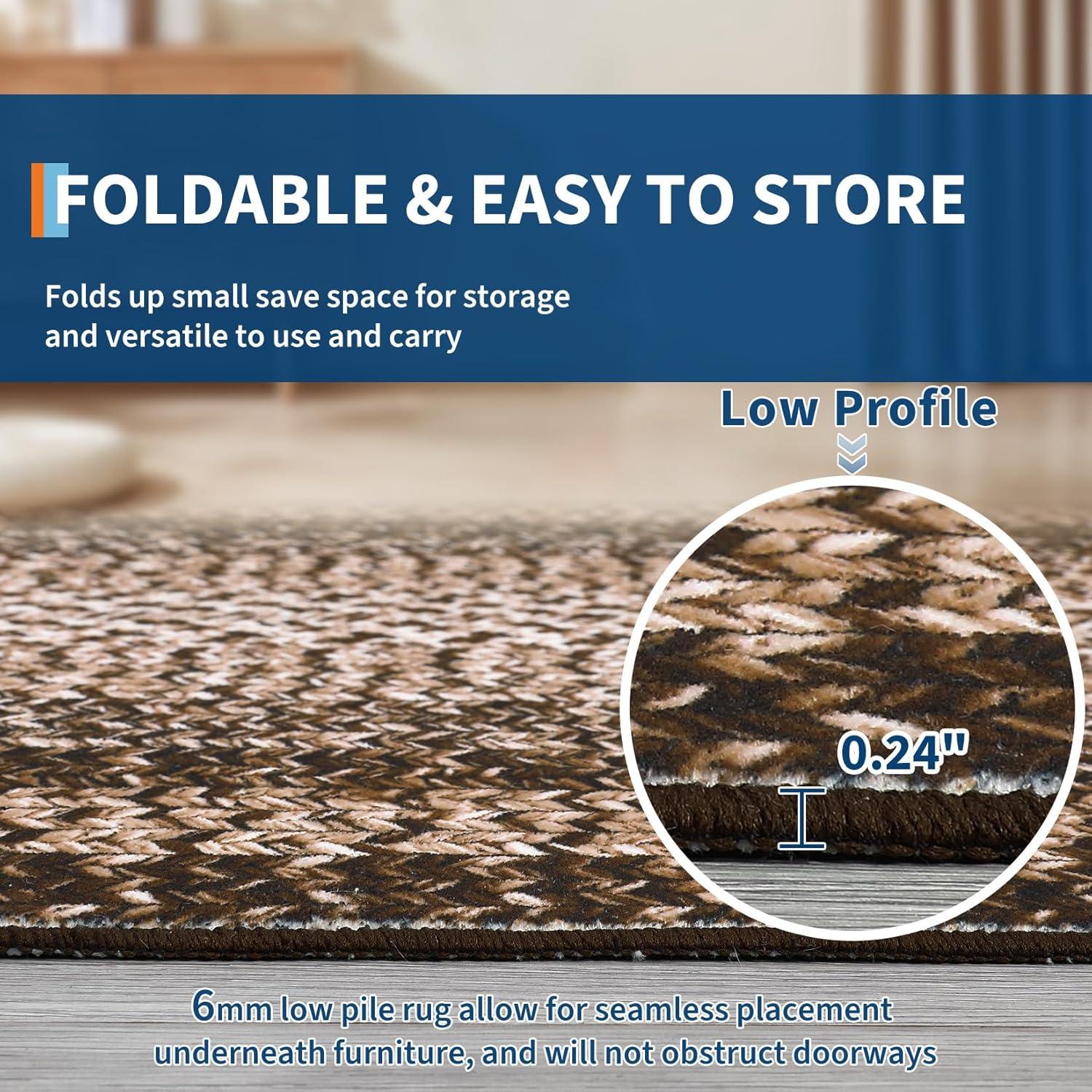 Bungalow Rose 8X10 Braided Print Area Rug Washable Rug