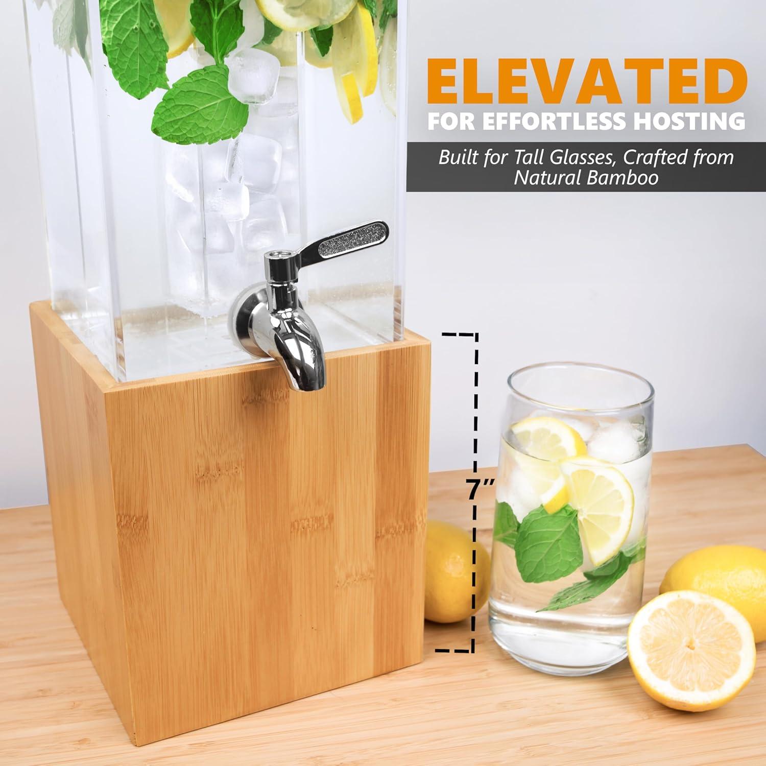 Ksestor Acrylic Beverage Dispenser with Ice Core , Stainless Steel Spigot and  with Leak Proof Feature -1.25 Gallon