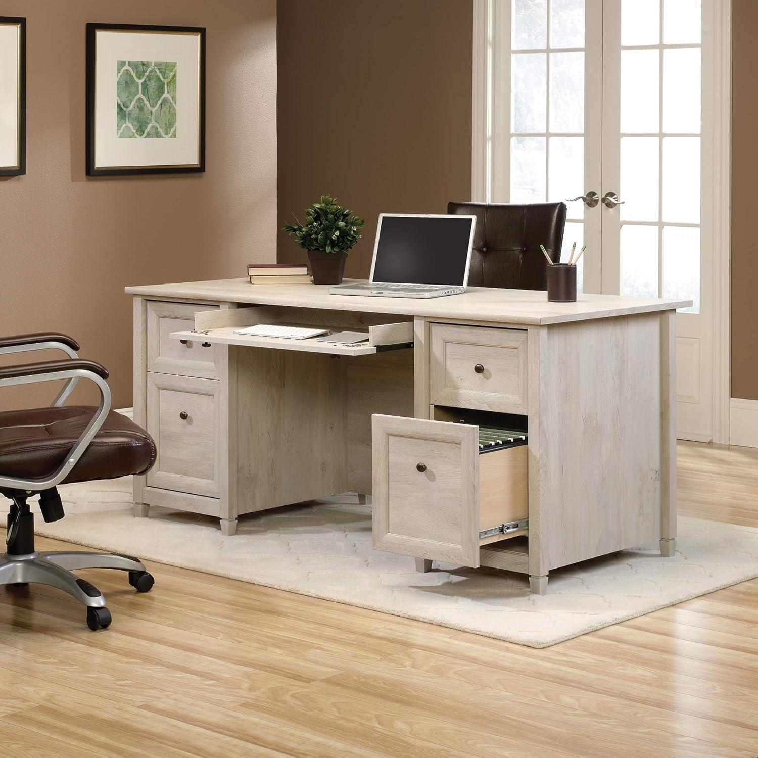 Sauder Edge Water Executive Desk, Chalked Chestnut Finish