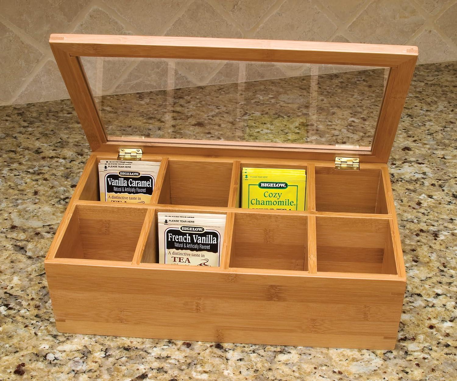 Bamboo 8-section Tea Box With Acrylic Lid