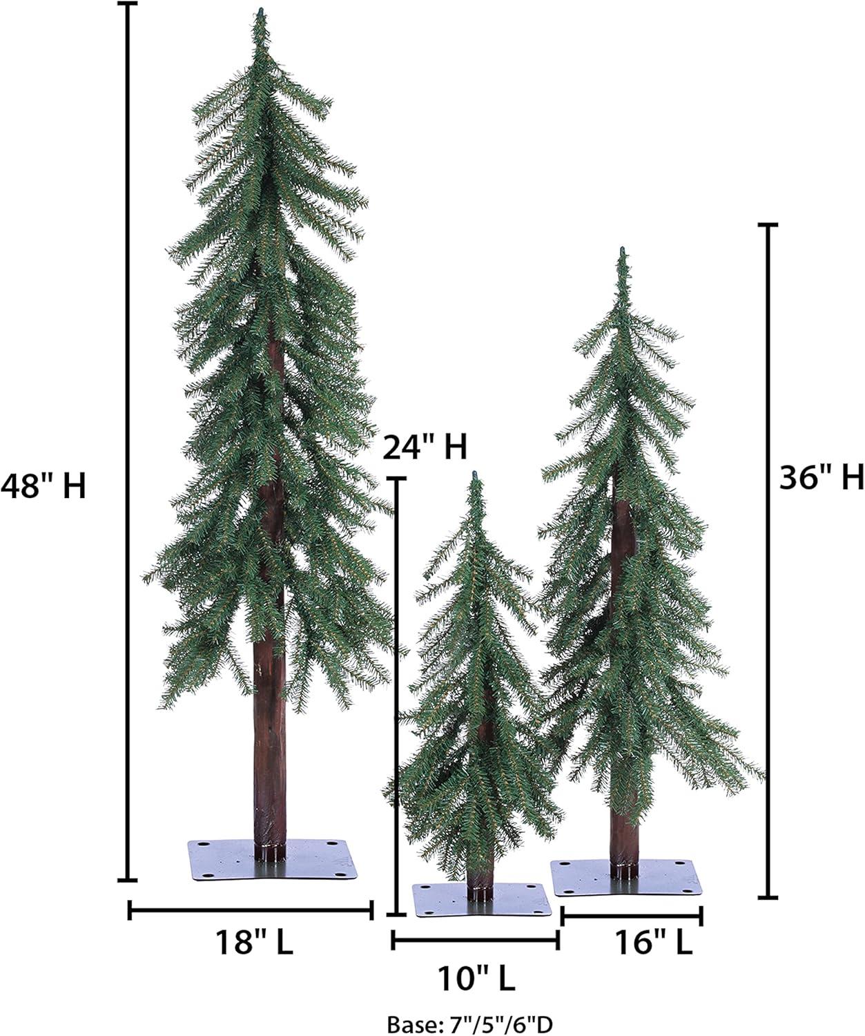 Unlit Rustic Alpine Trees Set of 3