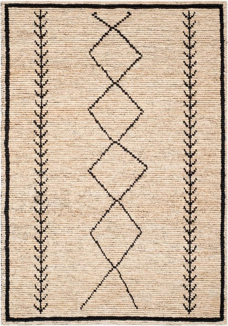 Handmade Black and Ivory Jute Bohemian Area Rug 4' x 6'