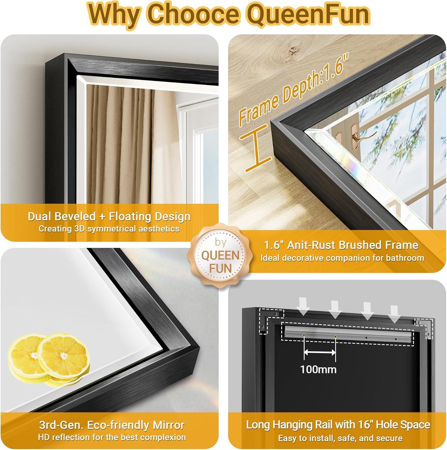 Decorative Wall Mirror Beveled Design, Bathroom Vanity Mirror Accent Mirror Finish