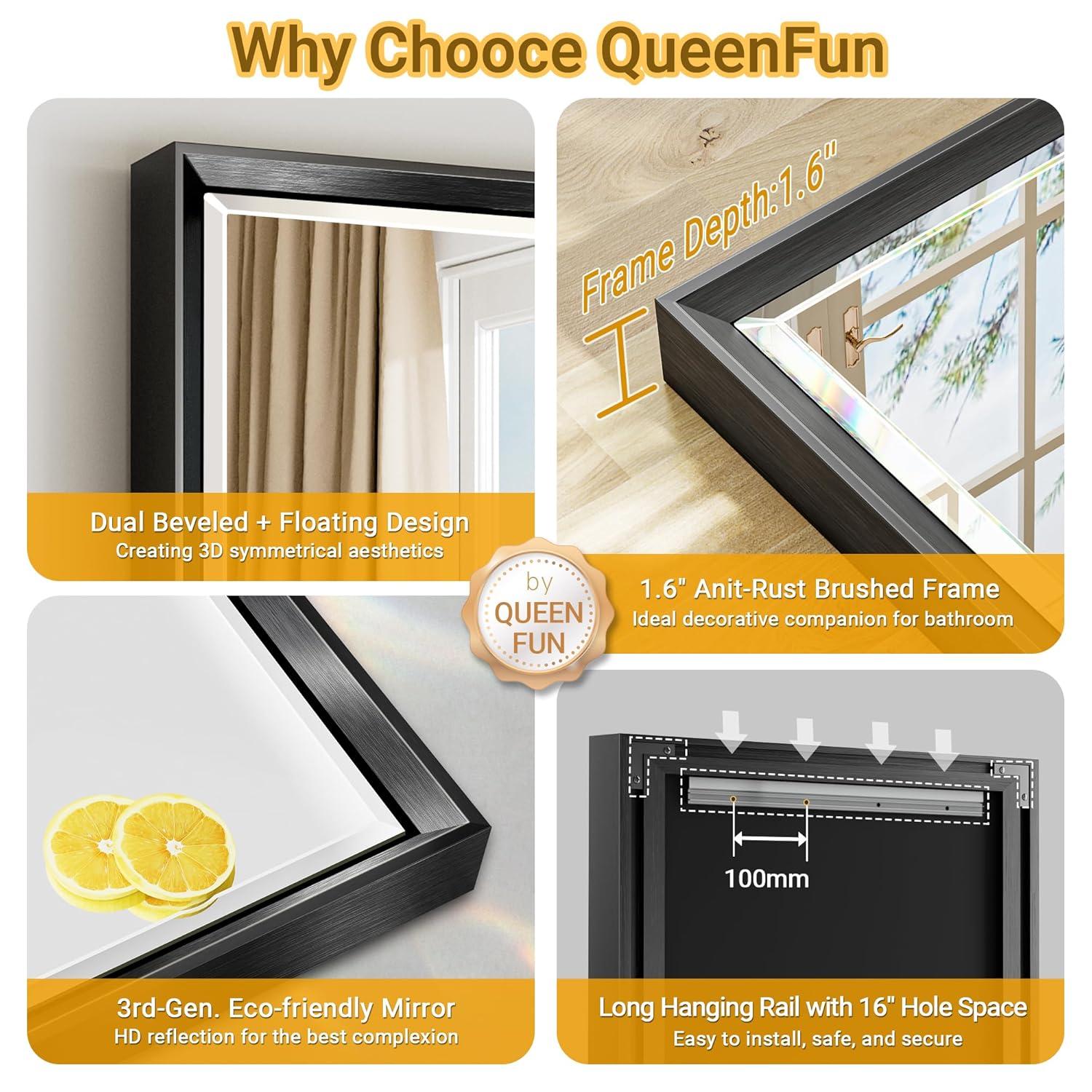 Decorative Wall Mirror Beveled Design, Bathroom Vanity Mirror Accent Mirror Finish